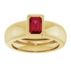 14K Yellow Gold Lab-Grown Ruby Lightweight Ring – image 3