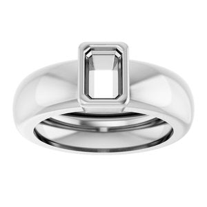 14K White Gold 6x4 mm Emerald Bezel-Set Lightweight Ring Mounting – image 6