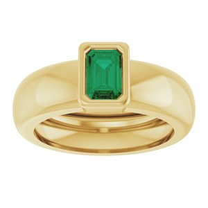 14K Yellow Gold Lab-Grown Emerald Lightweight Ring – image 3