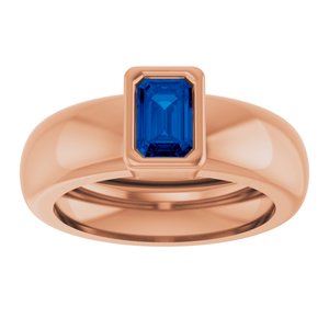 14K Rose Gold Lab-Grown Blue Sapphire Lightweight Ring – image 3
