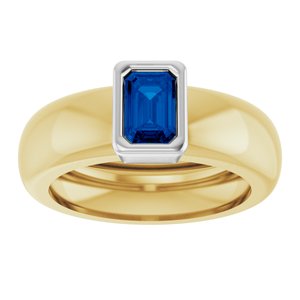 14K Yellow/White Gold Lab-Grown Blue Sapphire Lightweight Ring – image 3