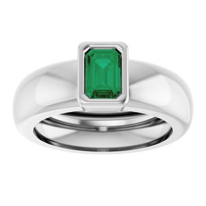 14K White Gold Lab-Grown Emerald Lightweight Ring – image 3