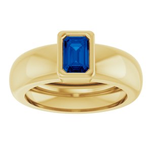 14K Yellow Gold Lab-Grown Blue Sapphire Lightweight Ring – image 3