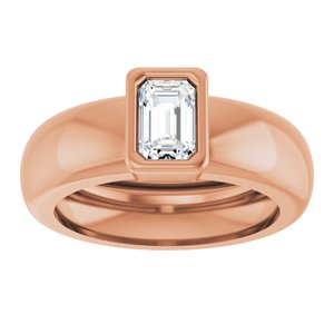 14K Rose Gold 6x4 mm Emerald Bezel-Set Lightweight Ring Mounting – image 5