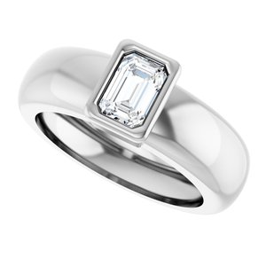 14K White Gold 6x4 mm Emerald Bezel-Set Lightweight Ring Mounting – image 8