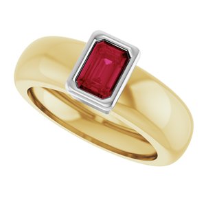 14K Yellow/White Gold Lab-Grown Ruby Lightweight Ring – image 5