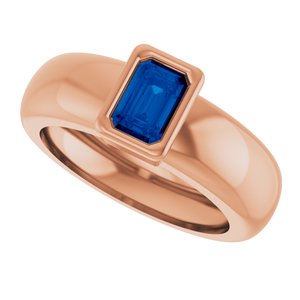 14K Rose Gold Lab-Grown Blue Sapphire Lightweight Ring – image 5