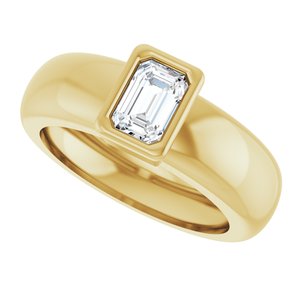 14K Yellow Gold 6x4 mm Emerald Bezel-Set Lightweight Ring Mounting – image 8
