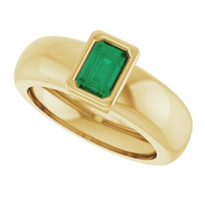 14K Yellow Gold Lab-Grown Emerald Lightweight Ring – image 5