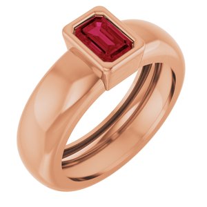 14K Rose Gold Lab-Grown Ruby Lightweight Ring