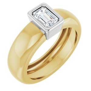 14K Yellow/White Gold 5/8 CT Lab-Grown Diamond Lightweight Ring