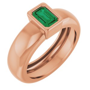 14K Rose Gold Lab-Grown Emerald Lightweight Ring
