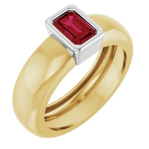 14K Yellow/White Gold Lab-Grown Ruby Lightweight Ring