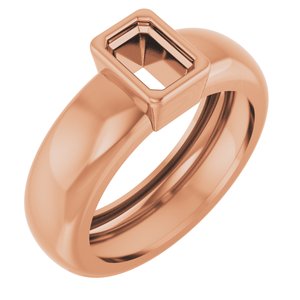14K Rose Gold 6x4 mm Emerald Bezel-Set Lightweight Ring Mounting – image 2