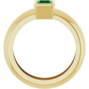 14K Yellow Gold Lab-Grown Emerald Lightweight Ring – image 2