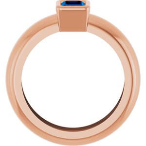 14K Rose Gold Lab-Grown Blue Sapphire Lightweight Ring – image 2