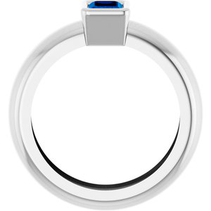 14K White Gold Lab-Grown Blue Sapphire Lightweight Ring – image 2