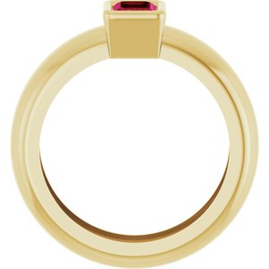 14K Yellow Gold Lab-Grown Ruby Lightweight Ring – image 2