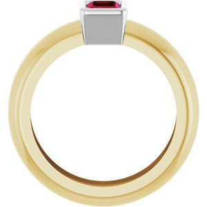 14K Yellow/White Gold Lab-Grown Ruby Lightweight Ring – image 2