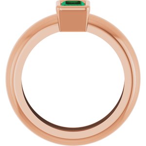 14K Rose Gold Lab-Grown Emerald Lightweight Ring – image 2