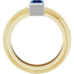14K Yellow/White Gold Lab-Grown Blue Sapphire Lightweight Ring – image 2