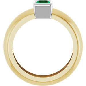 14K Yellow/White Gold Lab-Grown Emerald Lightweight Ring – image 2