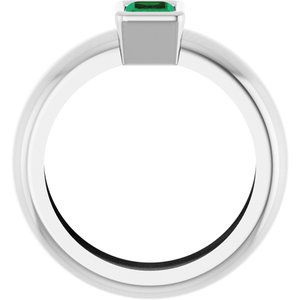 14K White Gold Lab-Grown Emerald Lightweight Ring – image 2