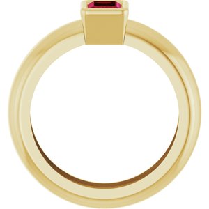 14K Yellow Gold Lab-Grown Ruby Lightweight Ring – image 2