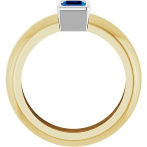 14K Yellow/White Gold Lab-Grown Blue Sapphire Lightweight Ring – image 2