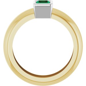 14K Yellow/White Gold Lab-Grown Emerald Lightweight Ring – image 2