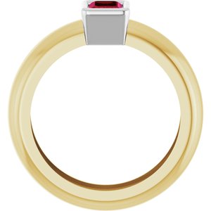14K Yellow/White Gold Lab-Grown Ruby Lightweight Ring – image 2