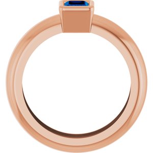14K Rose Gold Lab-Grown Blue Sapphire Lightweight Ring – image 2