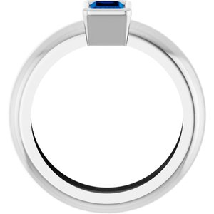 14K White Gold Lab-Grown Blue Sapphire Lightweight Ring – image 2