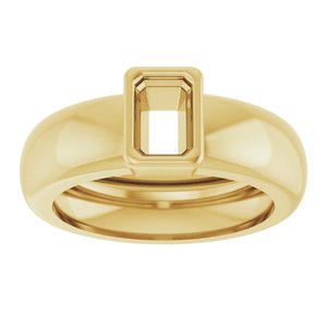 14K Yellow Gold 6x4 mm Emerald Bezel-Set Lightweight Ring Mounting – image 6