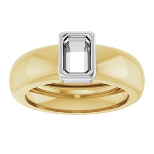 14K Yellow/White Gold 6x4 mm Emerald Bezel-Set Lightweight Ring Mounting – image 6