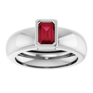 14K White Gold Lab-Grown Ruby Lightweight Ring – image 3