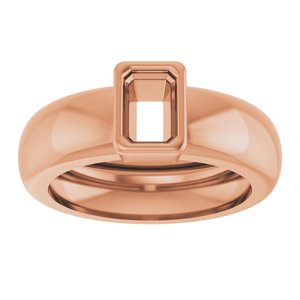 14K Rose Gold 6x4 mm Emerald Bezel-Set Lightweight Ring Mounting – image 6