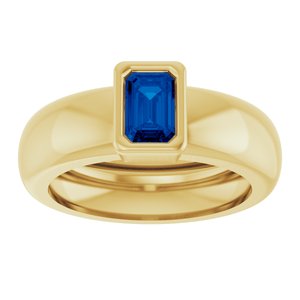 14K Yellow Gold Lab-Grown Blue Sapphire Lightweight Ring – image 3