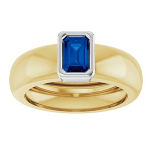 14K Yellow/White Gold Lab-Grown Blue Sapphire Lightweight Ring – image 3