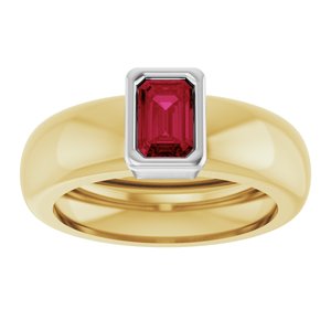 14K Yellow/White Gold Lab-Grown Ruby Lightweight Ring – image 3