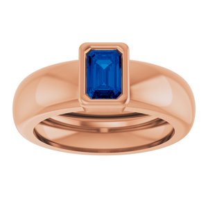 14K Rose Gold Lab-Grown Blue Sapphire Lightweight Ring – image 3