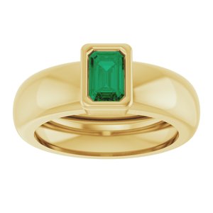 14K Yellow Gold Lab-Grown Emerald Lightweight Ring – image 3