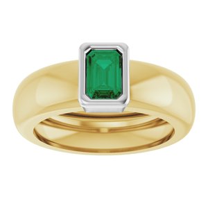 14K Yellow/White Gold Lab-Grown Emerald Lightweight Ring – image 3