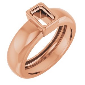 14K Rose Gold 6x4 mm Emerald Bezel-Set Lightweight Ring Mounting – image 2