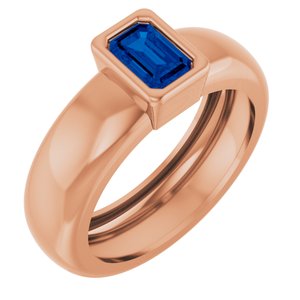 14K Rose Gold Lab-Grown Blue Sapphire Lightweight Ring