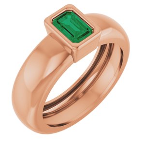 14K Rose Gold Lab-Grown Emerald Lightweight Ring
