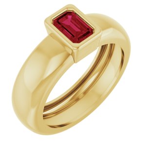 14K Yellow Gold Lab-Grown Ruby Lightweight Ring
