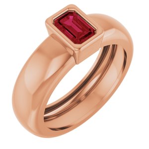 14K Rose Gold Lab-Grown Ruby Lightweight Ring