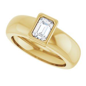 14K Yellow Gold 6x4 mm Emerald Bezel-Set Lightweight Ring Mounting – image 8