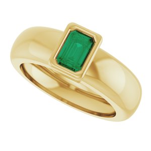 14K Yellow Gold Lab-Grown Emerald Lightweight Ring – image 5